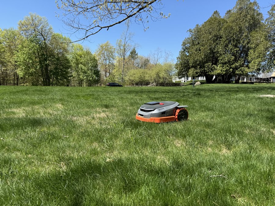 Segway Navimow on a residential lawn in Connecticut